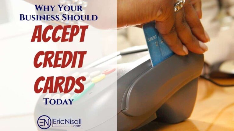 Black woman swiping a credit card on a merchant services account terminal at a small business that accepts credit cards.
